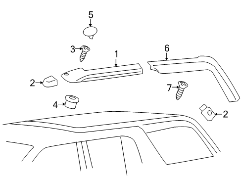 2004 GMC Envoy XUV Exterior Trim - Roof Diagram
