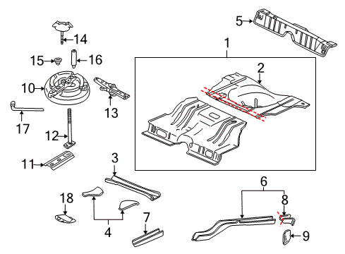 2004 Chevy Monte Carlo Rear Body - Floor & Rails Diagram