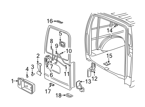 2007 Chevy Express 3500 Back Door - Lock & Hardware Diagram