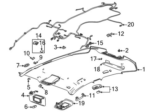 2022 Cadillac CT4 Interior Trim - Roof Diagram