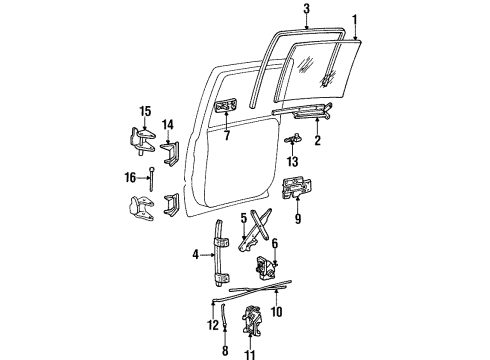 2000 GMC Yukon Rear Door - Glass & Hardware Diagram