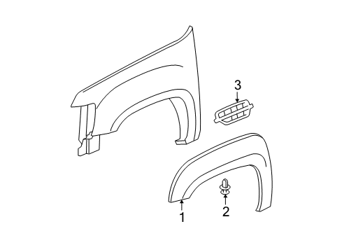 2007 Cadillac Escalade EXT Exterior Trim - Fender Diagram