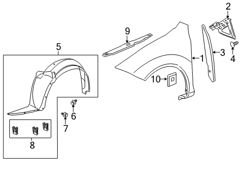 2007 Pontiac G5 Fender & Components, Exterior Trim Diagram