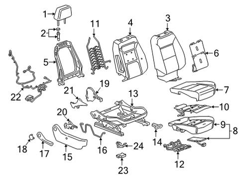2024 GMC Sierra 3500 HD Passenger Seat Components Diagram