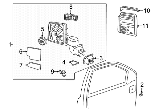 2021 Chevy Silverado 3500 HD Outside Mirrors Diagram