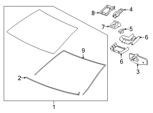 2015 Buick Regal Windshield Glass, Reveal Moldings Diagram