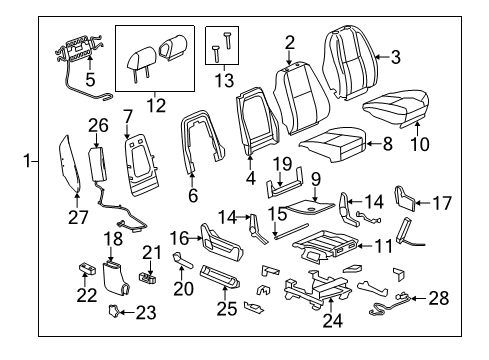 2012 GMC Sierra 2500 HD Front Seat Components Diagram