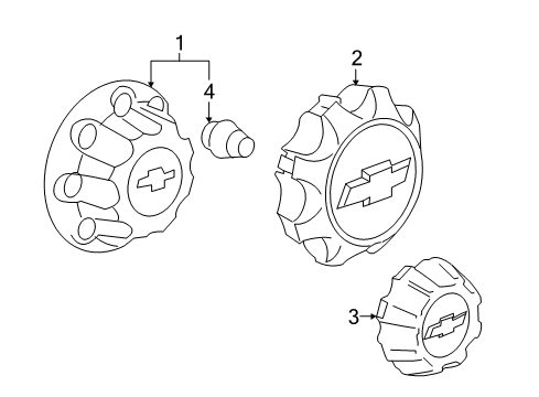 2016 Chevy Silverado 3500 HD Wheel Covers & Trim Diagram