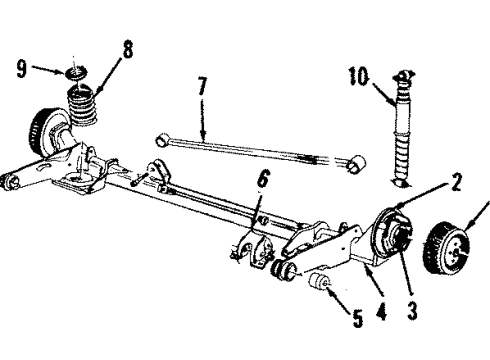 1985 Buick Skylark Rear Suspension Components, Stabilizer Bar & Components Diagram
