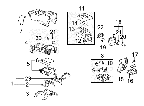 2014 GMC Yukon XL 1500 Center Console Diagram