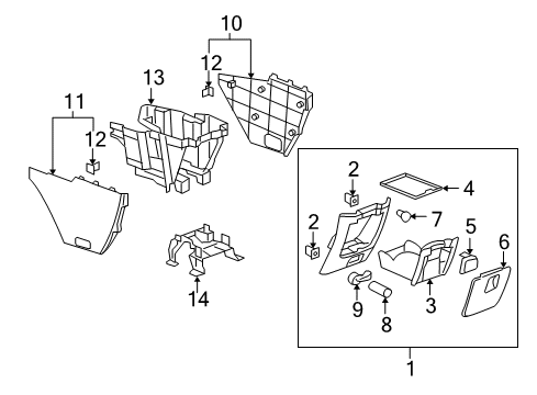 2005 Pontiac Montana Center Console, Front Console Diagram
