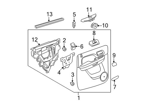 2013 Chevy Avalanche Interior Trim - Rear Door Diagram