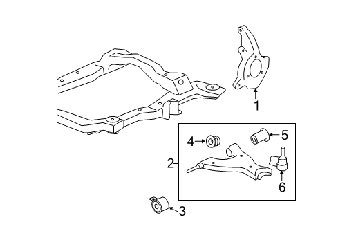 2012 Chevy Traverse Front Suspension Components, Lower Control Arm, Stabilizer Bar Diagram
