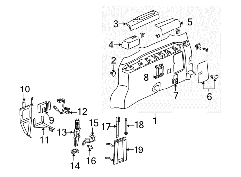 2006 Chevy Uplander Interior Trim - Side Panel Diagram