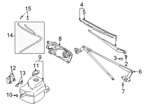 2000 Chevy Tracker Windshield - Wiper & Washer Components Diagram