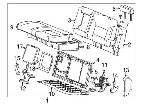 2016 GMC Sierra 1500 Rear Seat Components Diagram