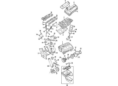 2003 Chevy Tracker Engine Parts, Mounts, Cylinder Head & Valves, Camshaft & Timing, Oil Pan, Oil Pump, Crankshaft & Bearings, Pistons, Rings & Bearings Diagram