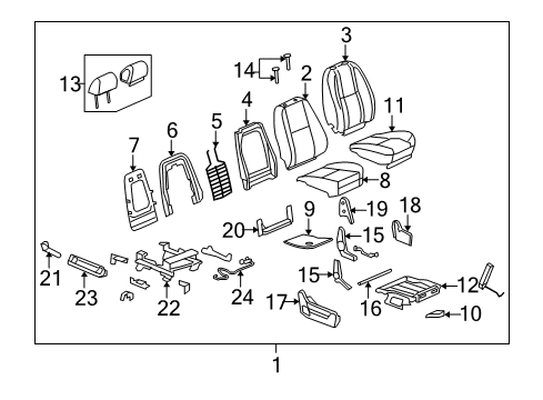 2007 GMC Yukon XL 1500 Front Seat Components Diagram