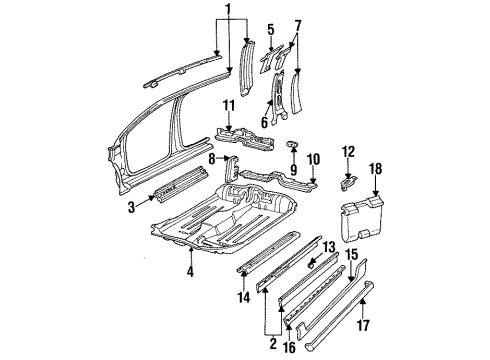 1998 Buick Skylark Rocker Panel, Exterior Trim, Floor, Uniside Diagram