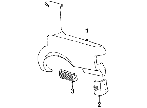 1987 Pontiac Grand Am Quarter Panel & Components, Glass, Exterior Trim Diagram