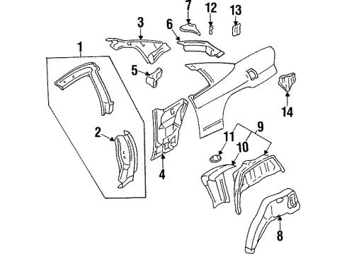 1995 Chevy Monte Carlo Inner Structure - Quarter Panel Diagram