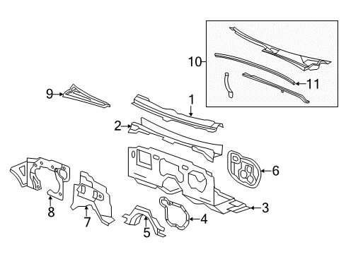 2011 Cadillac CTS Cowl Diagram