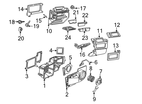 1997 Chevy Express 2500 A/C Evaporator & Heater Components Diagram