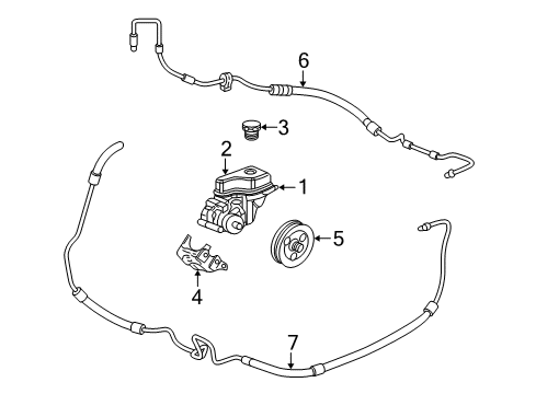 2004 Pontiac Bonneville P/S Pump & Hoses, Steering Gear & Linkage Diagram