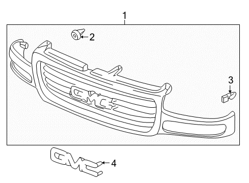 2001 GMC Yukon XL 1500 Grille & Components Diagram