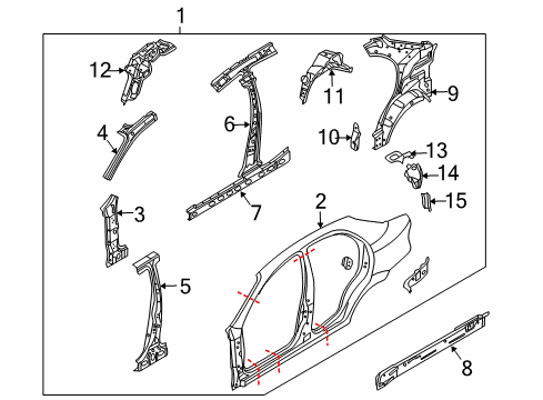 2006 Chevy Aveo Center Pillar, Hinge Pillar, Rocker, Uniside Diagram