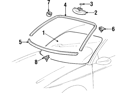 1997 Cadillac Catera Mirror Inside, Amber, Rear Diagram for 9194943