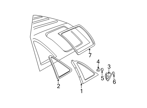1996 GMC Jimmy Quarter Panel - Glass & Hardware Diagram