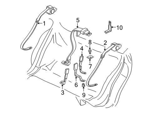 2004 Pontiac Bonneville Rear Seat Belts Diagram