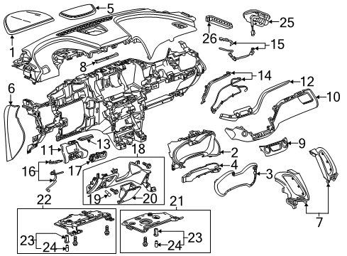 2019 Chevy Impala Cluster & Switches, Instrument Panel Diagram