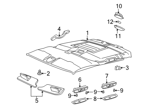 2009 GMC Envoy Interior Trim - Roof Diagram