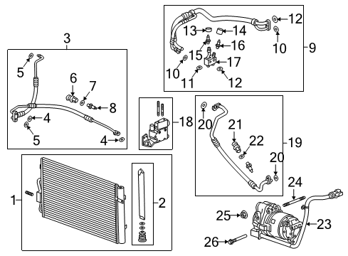 2019 Chevy Bolt EV A/C Condenser, Compressor & Lines Diagram