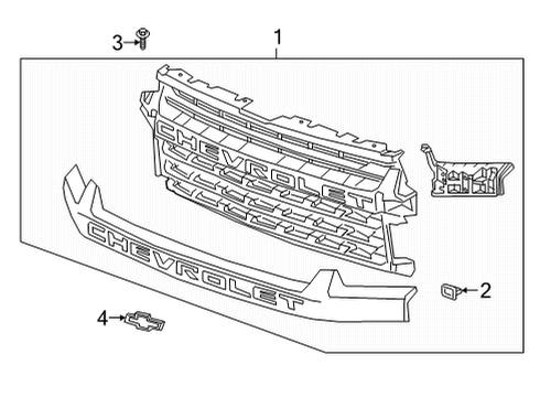 2020 Chevy Silverado 2500 HD Grille Diagram for 84682591