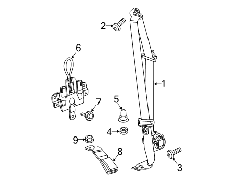 2021 GMC Canyon Rear Seat Belts Diagram