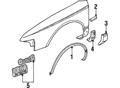 1991 Oldsmobile Cutlass Supreme Molding Panel, Front Passenger Side Diagram for 20571850