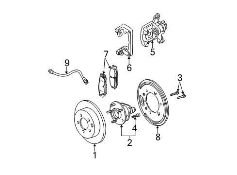 2002 Buick Rendezvous Brake Components Diagram