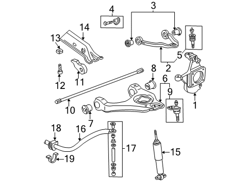 2002 GMC Yukon Front Suspension Components, Upper Control Arm, Stabilizer Bar Diagram