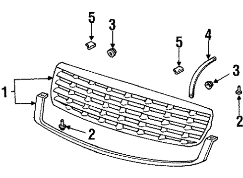 1997 Cadillac DeVille Grille & Components Diagram