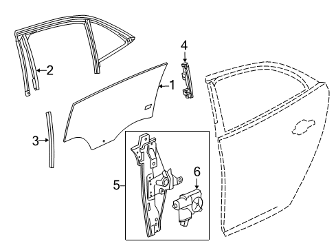 2014 Chevy Malibu Rear Door - Glass & Hardware Diagram