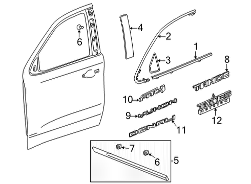 2021 GMC Yukon Exterior Trim - Front Door Diagram
