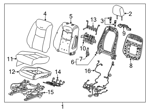 2018 Cadillac XT5 Driver Seat Components Diagram