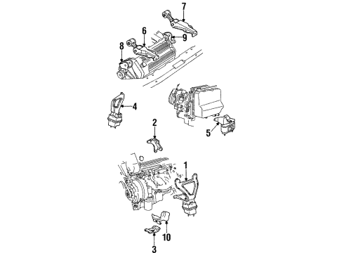 1993 Cadillac Seville Engine & Trans Mounting Diagram