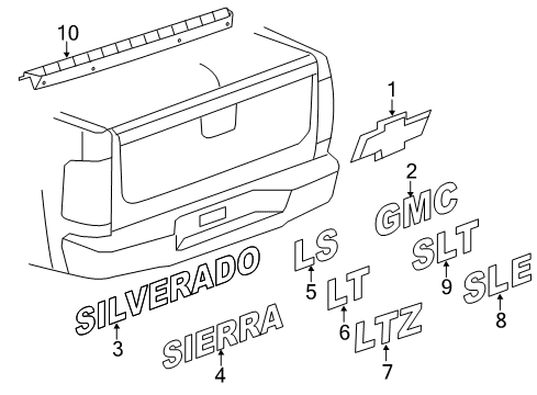 2012 GMC Sierra 2500 HD Exterior Trim - Pick Up Box Diagram