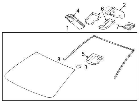 2022 Chevy Trax Glass, Reveal Moldings Diagram