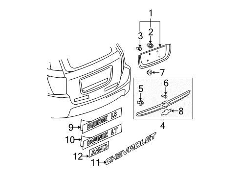 2007 Chevy Equinox Exterior Trim - Lift Gate Diagram
