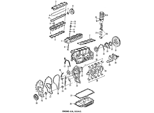 1993 Oldsmobile Achieva Engine Parts, Mounts, Cylinder Head & Valves, Camshaft & Timing, Exhaust Camshaft, Intake Camshaft, Oil Pan, Oil Pump, Crankshaft & Bearings, Pistons, Rings & Bearings Diagram